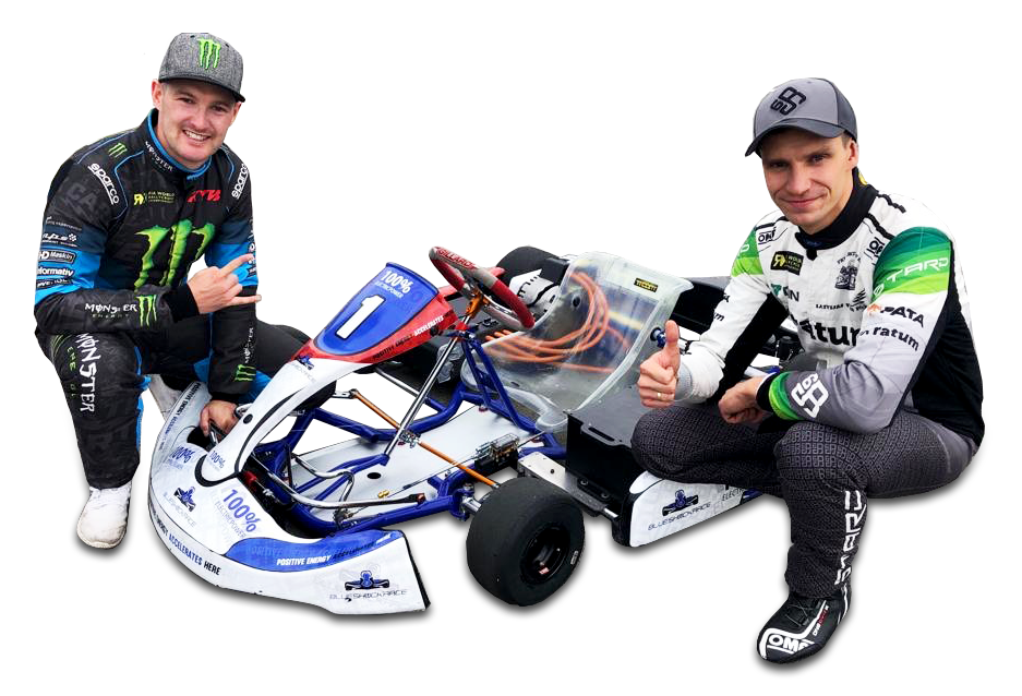 Andreas Bakkerud electric racing kart blue shock race latvia